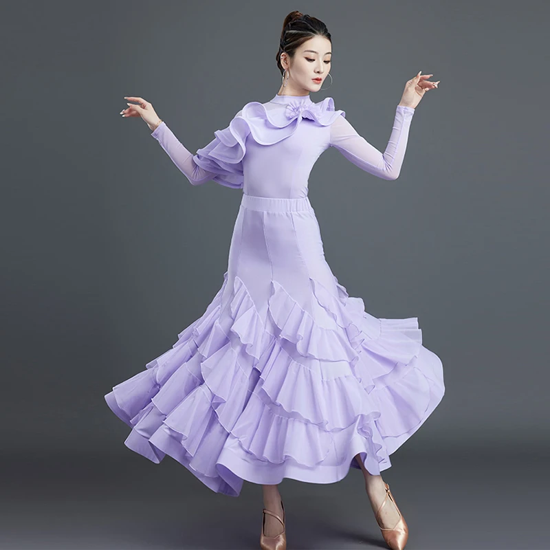 Black Ballroom Dance Dress Stadard Waltz Dress Women Modern Dance Suit for Competition Practice Skirt Female Dance Wear VDL2459