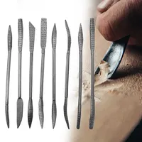 8Pcs Wood Rasp Riffler File Tool Set Curved Double Ended Coarse Grinding 190mm Carbon Steel For Woodworking Carving Hand Tools