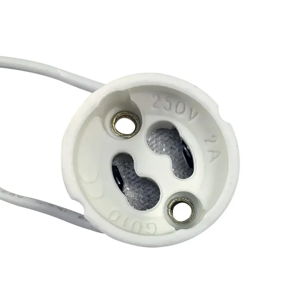 Portalámparas de cerámica GU10, Conector de Base, adaptador de silicona de plomo para bombilla halógena, cable de lámpara CFL de 15CM, 10 unidades