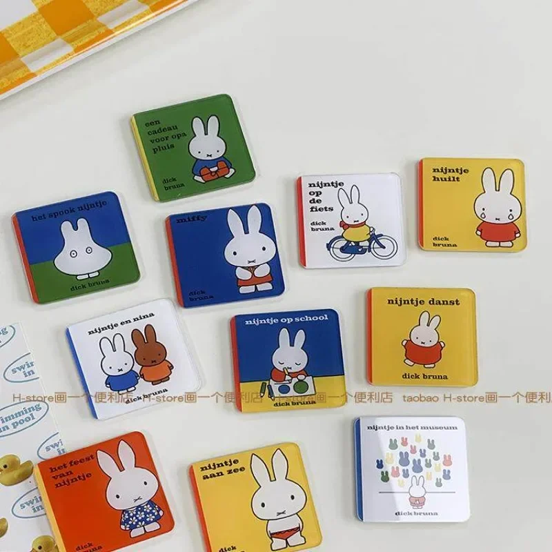 11PCS Miffy Kawaii Acrylic Refrigerator with Magnetic Sticker Photo of Fixed Magnet Magnetic Suction Decoration Cute Gift Toy