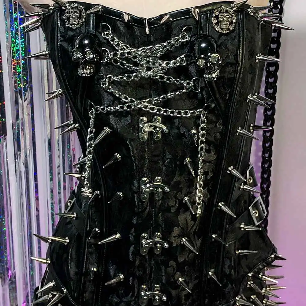 

Панк-рок топы с заклепками и шипами из веганской кожи в стиле эко-гранж, готика, Y2K, для E-Girls, ручной работы, кавай, 90-е, эмо, DIY, Харадзюку