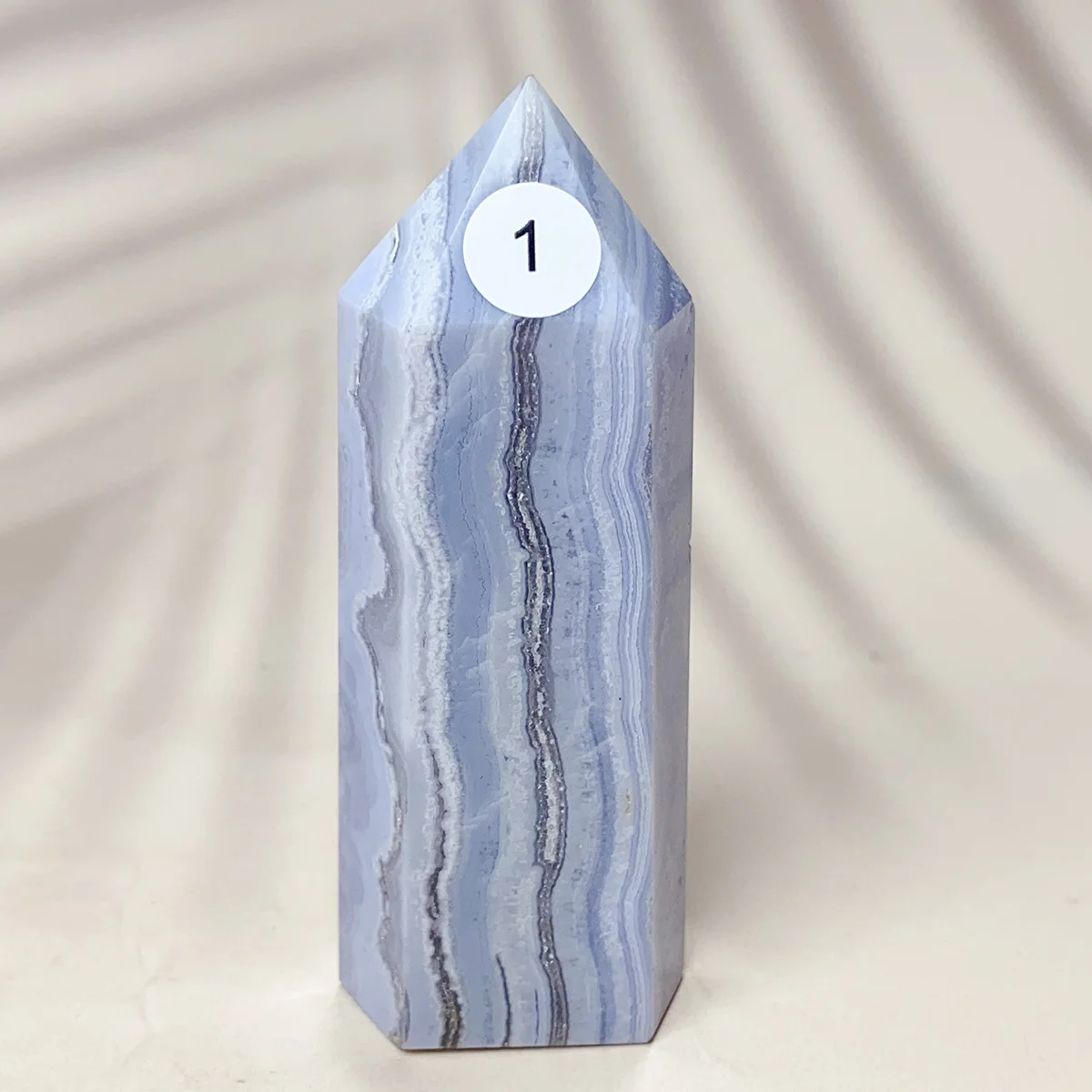 Natural Blue Lace Agate Crystal Tower Point, Reiki Energy Healing Crystal, Room Decor Gift