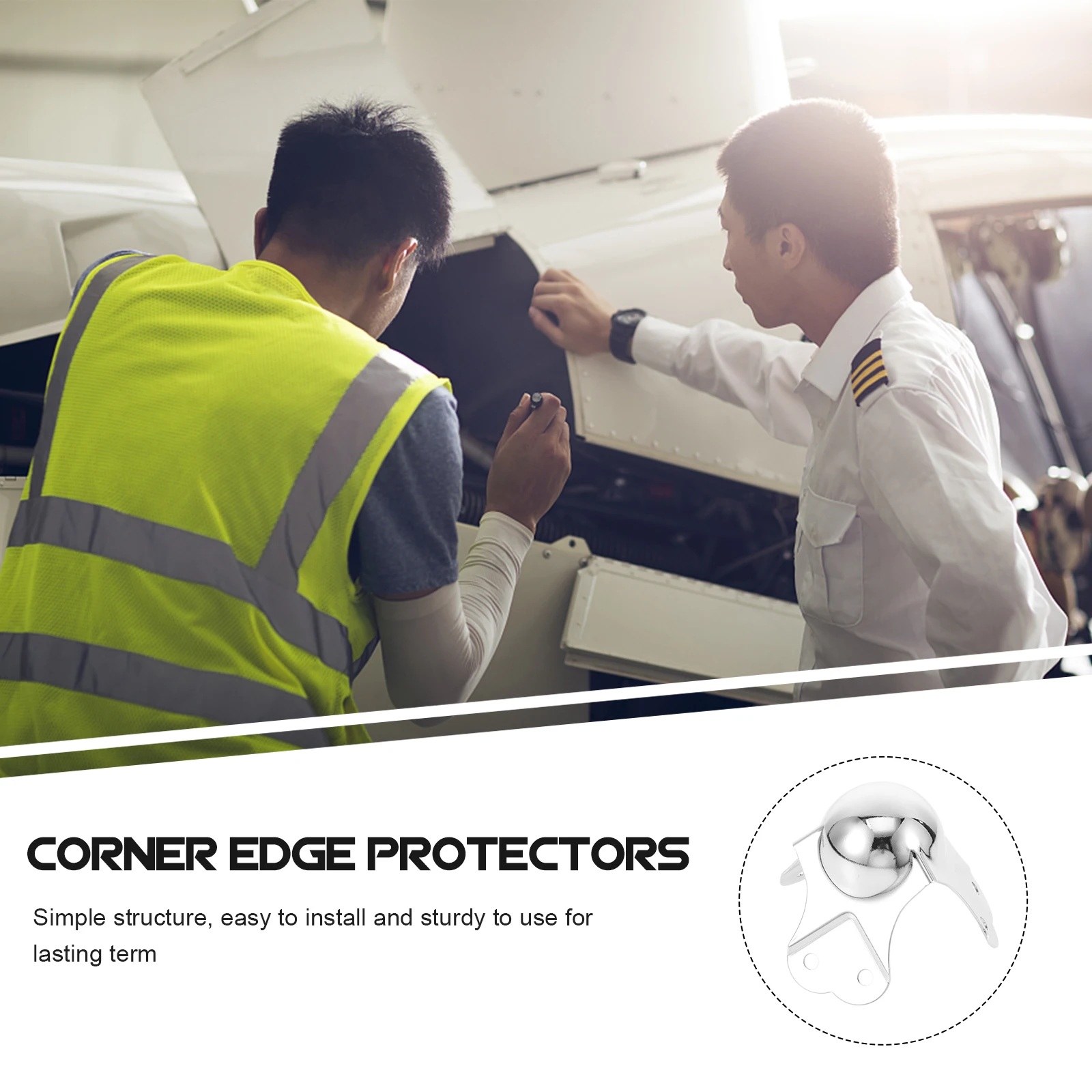 

2Pcs Silver Metal Corner Protectors for Aviation Cabinet Edge Guard Furniture Hardware Kit Ball Corner Edge Protector