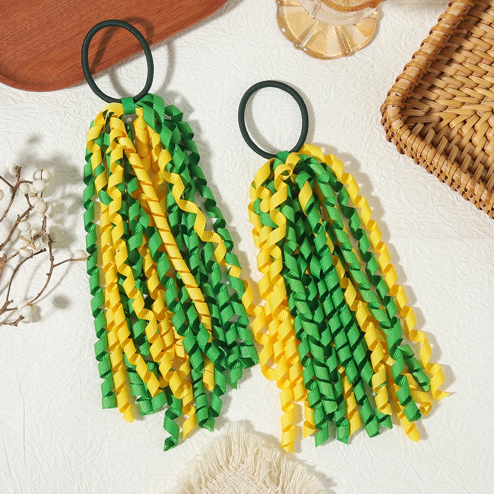 2 Stück/Set Satin-Quasten-Stirnband und Pferdeschwanzhalter, geeignet für Mädchen, dekoratives Haar-Accessoire für WM-Partys – Detail 7