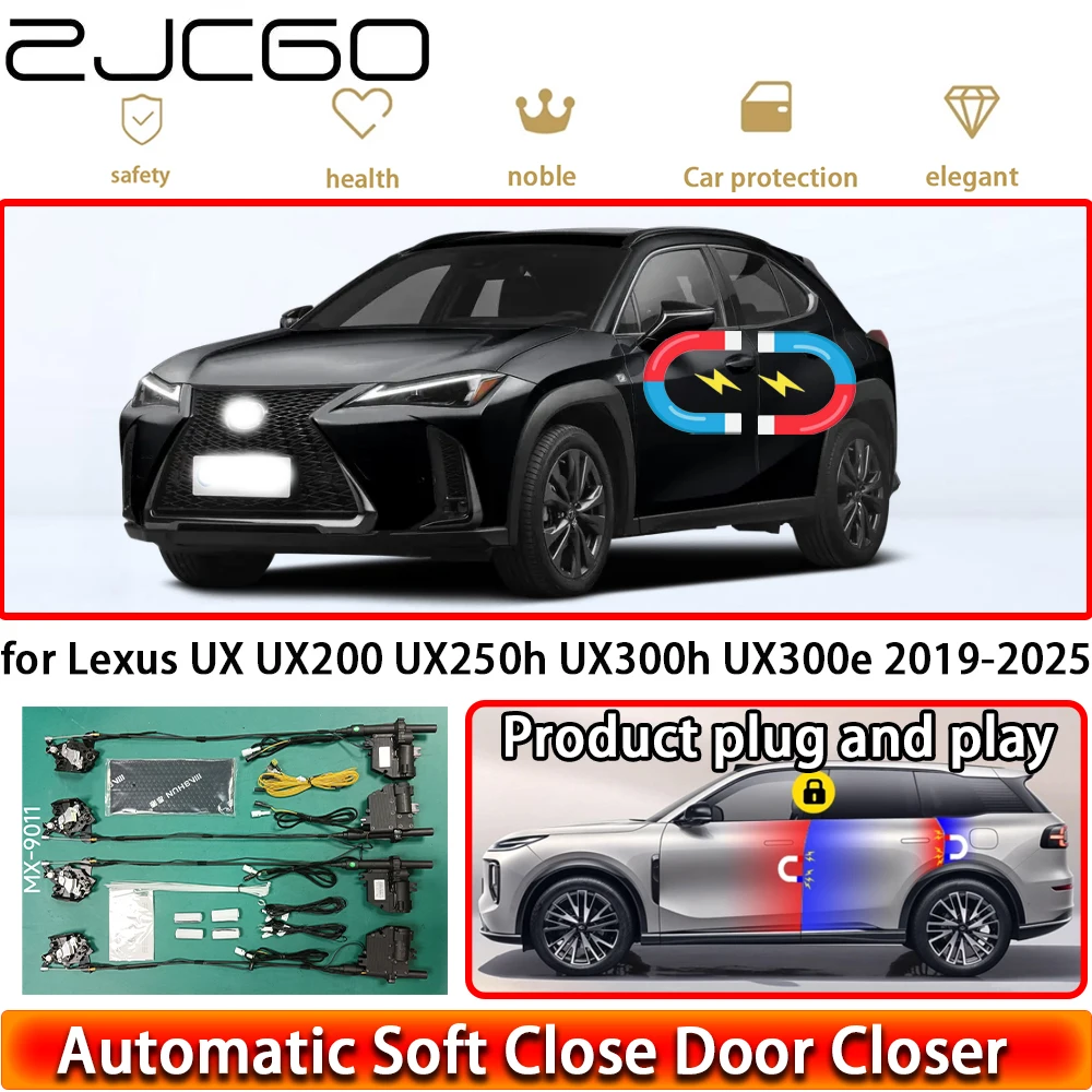 

ZJCGO for Lexus UX UX200 UX250h UX300h UX300e 2019-2025 Soft Close Door Kit Power Closing Latch System Auto Pull Door Easy Close