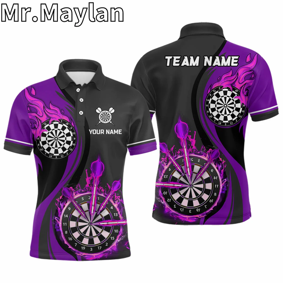 Gepersonaliseerde 3d Adelaar Amerikaanse Vlag Patriottische Darts Poloshirts Voor Mannen Custom Rode Vlam Darts Truien Geschenken Voor Darts Liefhebbers