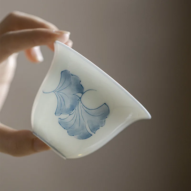 Jade Mud Thin Embryo Hand-painted Blue And White Cover Bowl New Chinese Underglaze Color Three With Apricot Tea Bowl