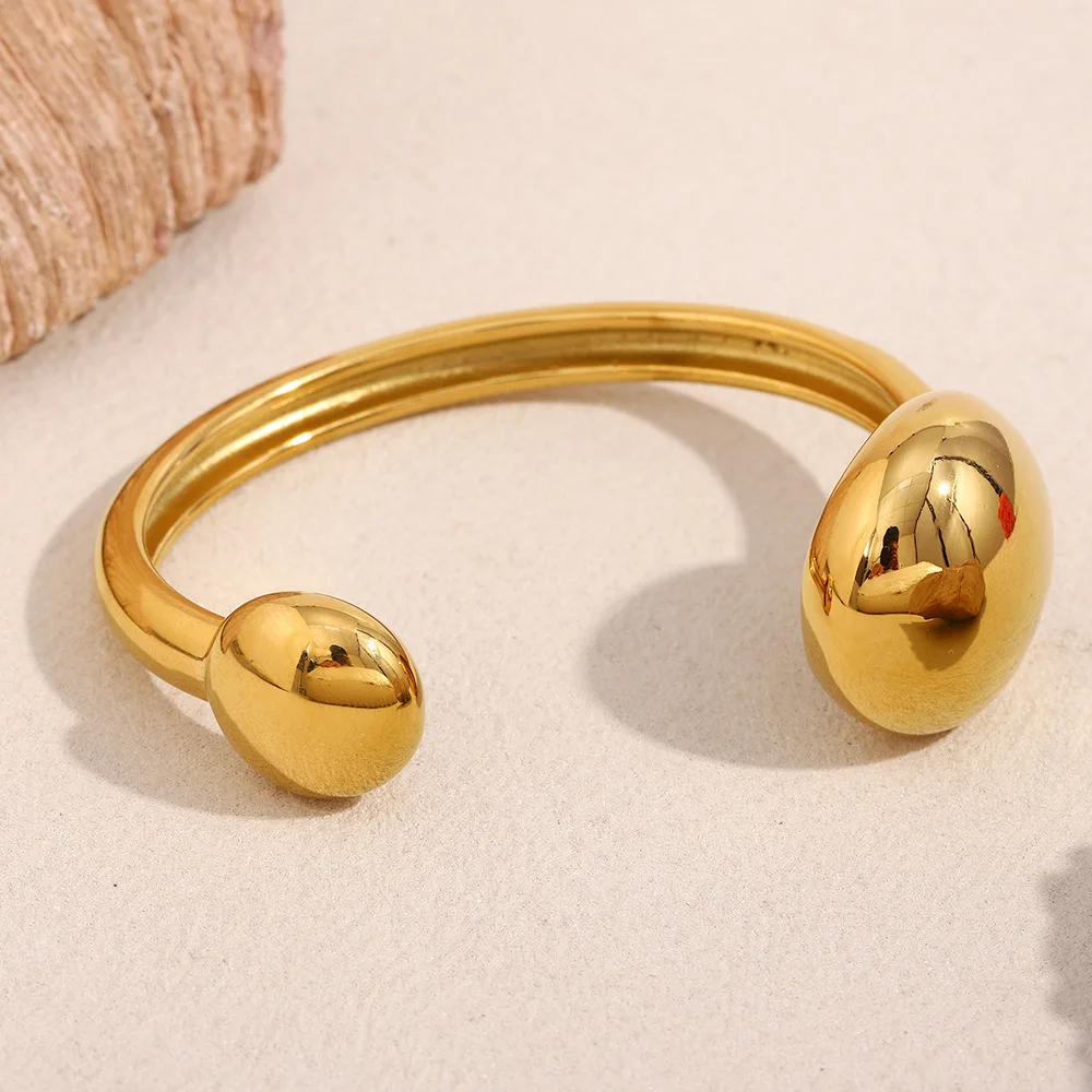 

European and American ins fashion bracelet, stainless steel plated with 18K gold snake shape open bangle for women