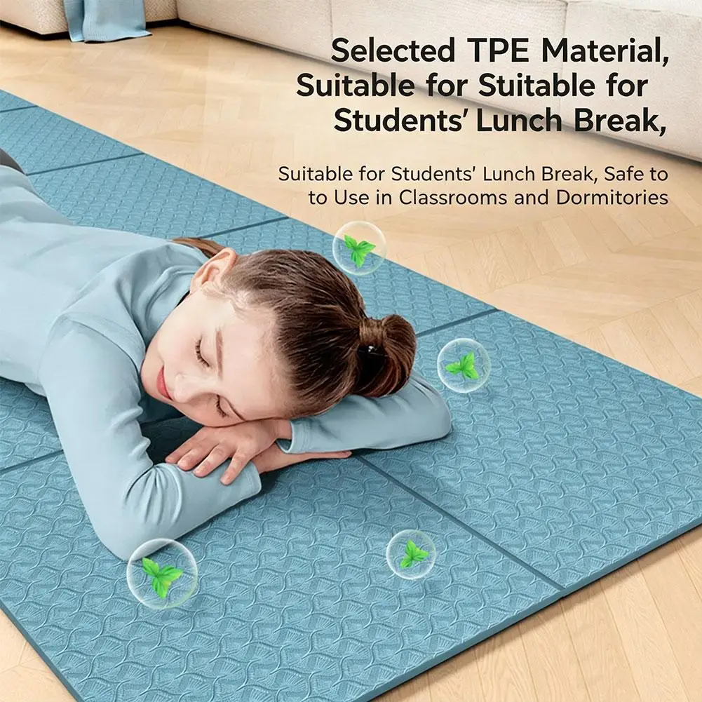 Foldable Yoga Mat TPE Non Slip Exercise Fitness Carpet Portable Gym Camping Sleeping Pad Lightweight Office Nap Floor Mats