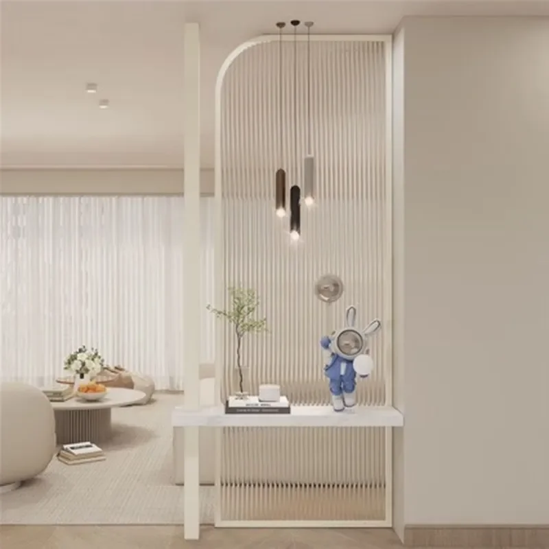 Light Luxury Cream Style Rainbow Water Glass Partition Screen for Entrance Living Room Door Blocking Decoration