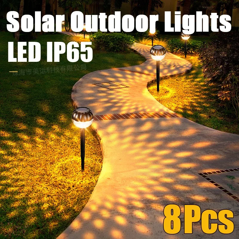 

8Pcs Outdoor Solar Powered Lawn Light Villa Layout Garden Waterproof Shadow Landscape Small Night Courtyard Christmas Decor Lamp