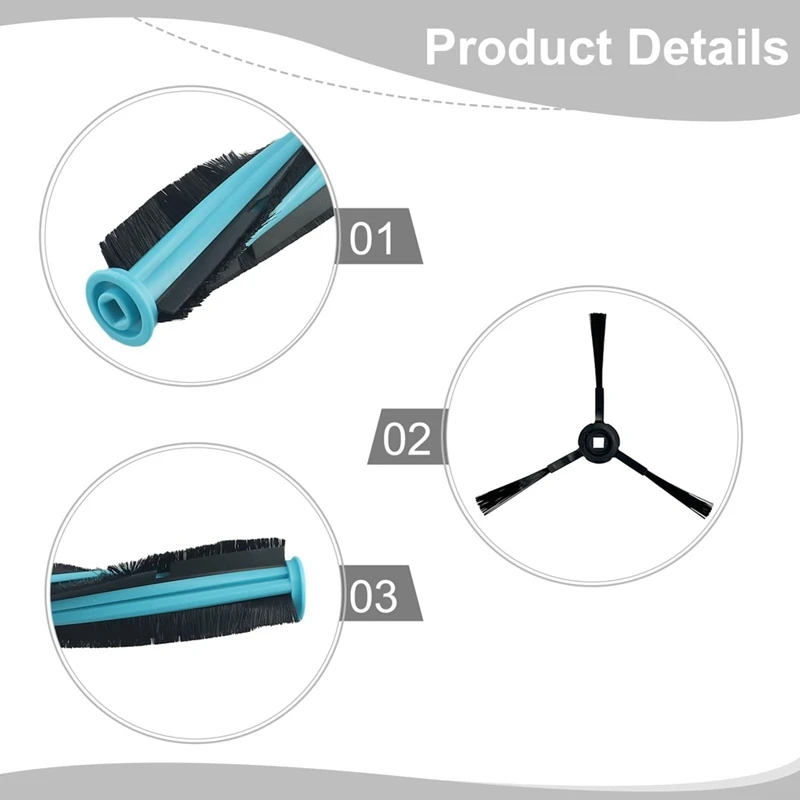 Main Side Roll Brush Replacement Parts For Airrobo T9/Eufy L35+ Main Side Brush Kit  Floor Robot Vacuum Cleaner