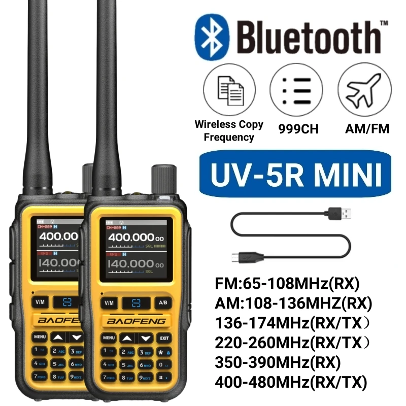 

Baofeng Uv 5R Mini Long Range Walkie Talkie Bluetooth Programming Type-C Dual Ptt Pmr446 Uhf Vhf Camping For Quansheng Radtel