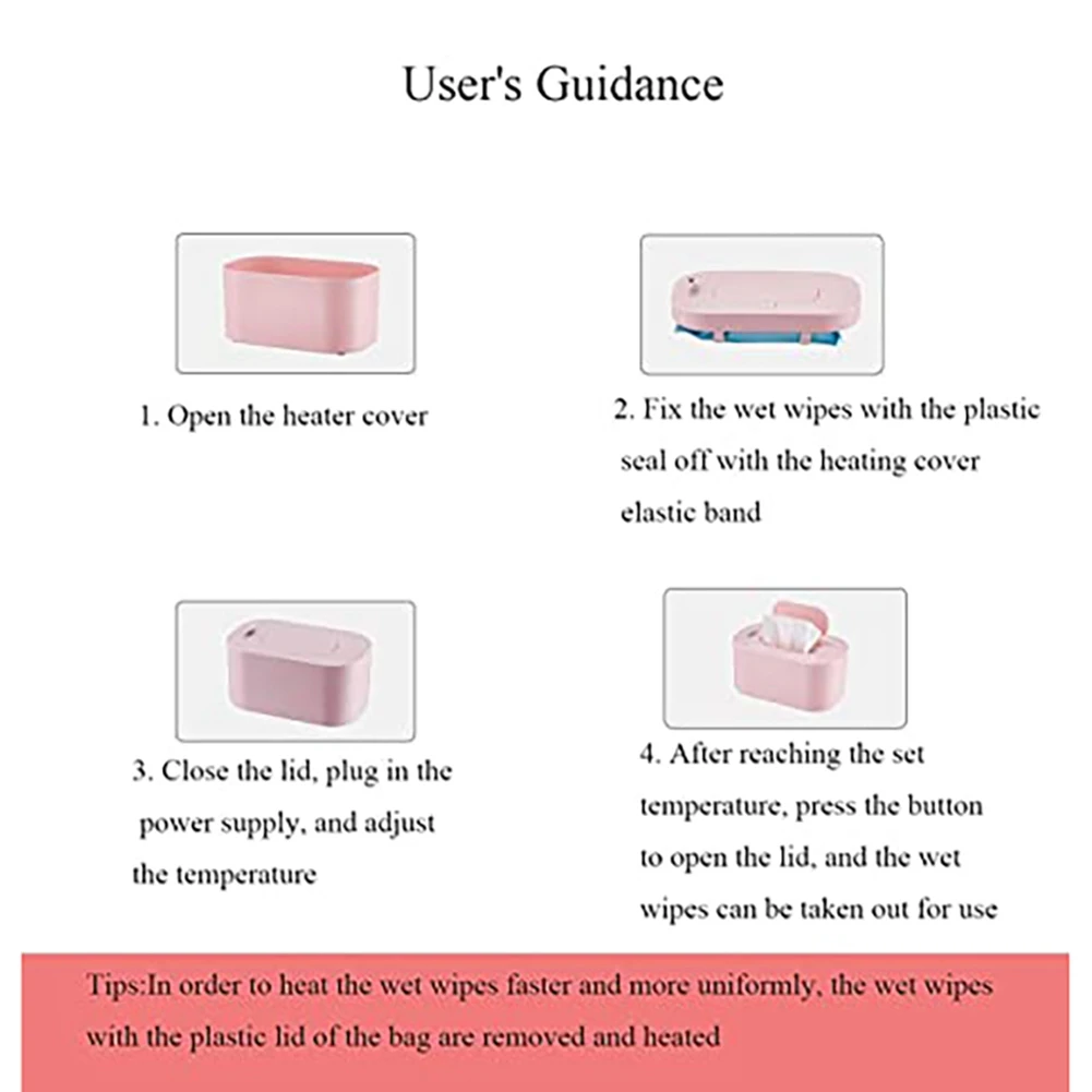 New Baby Wipe Warmer Heater Wet Towel Dispenser Napkin Heating Box Home/Car Use Mini Wipe Warmer Case Wipes Pink