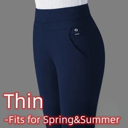 2024 Autumn Winter Plus Size Women Pants Clothing Fleecing Basic Office Lady Pencil Pants Skinny Thermal Thick Thin Slim Trouser