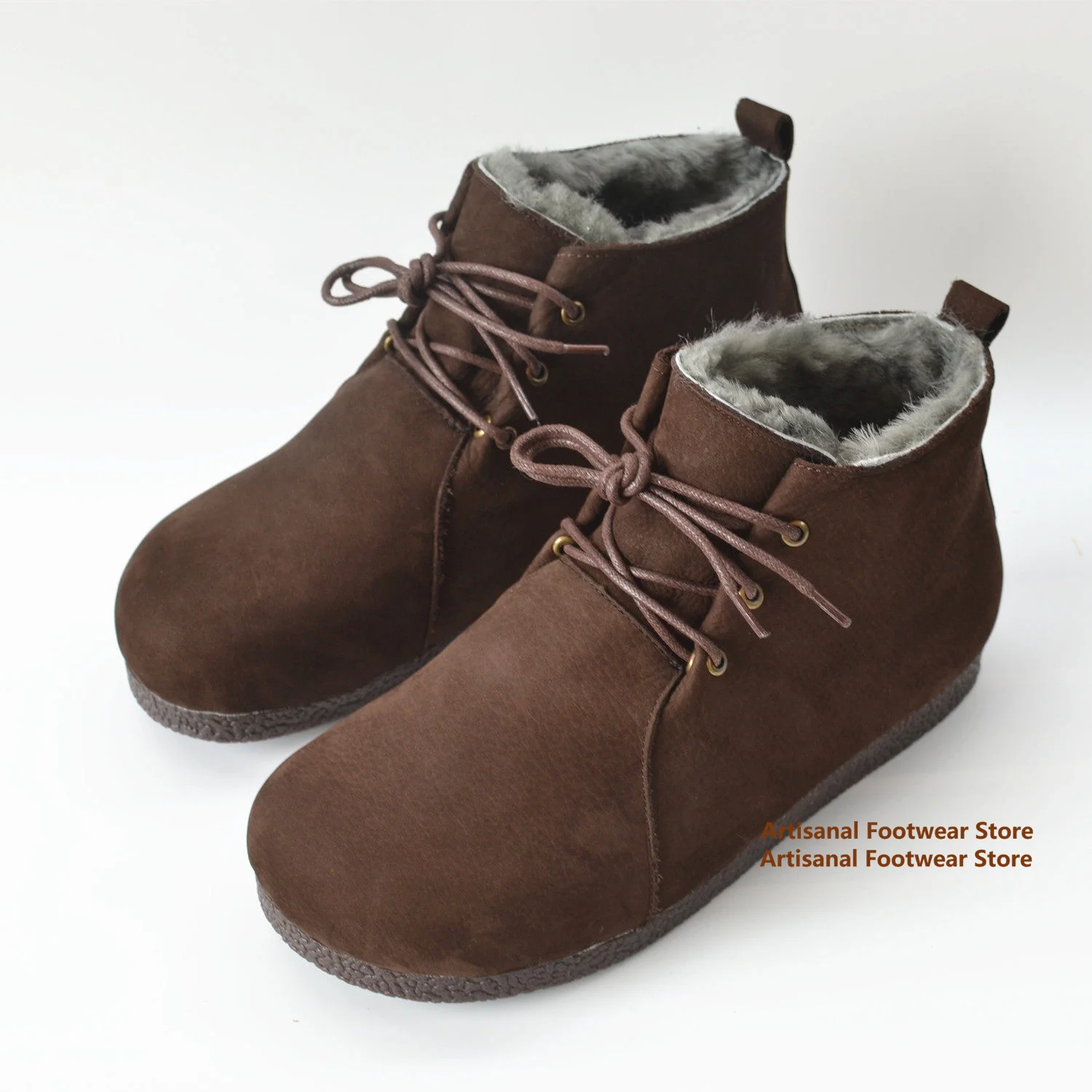 Winter Fleece Lined Ankle Boots Round Toe Lace-Up Short Booties Warm Cold Weather Casual Shoes Trendy Winter Men's Boots