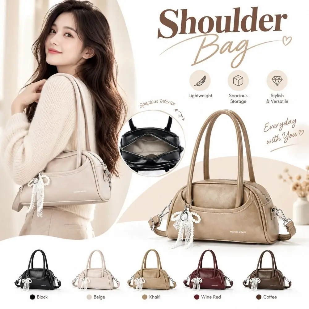 Gifts PU Leather Shoulder Bag Adjustable Strap Large Capacity Crossbody Bags Tote Bag