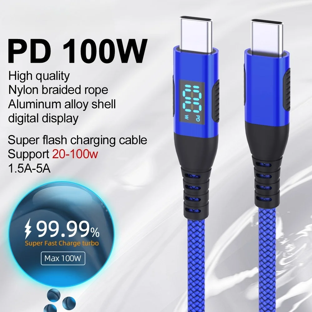 Cable USB C a USB C de 60W 100W con carga rápida PD, cable de datos para iPhone 15, Samsung, Xiaomi, cable de carga rápida USB C