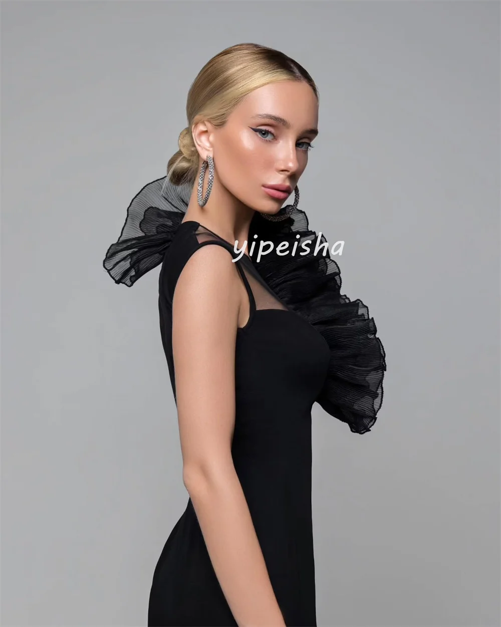 تخصيص مثير أزياء جيرسي الطية Ruched حورية البحر مغرفة الرقبة فساتين طويلة مخصص فساتين المناسبات الأحجام المتاحة أنيقة #3