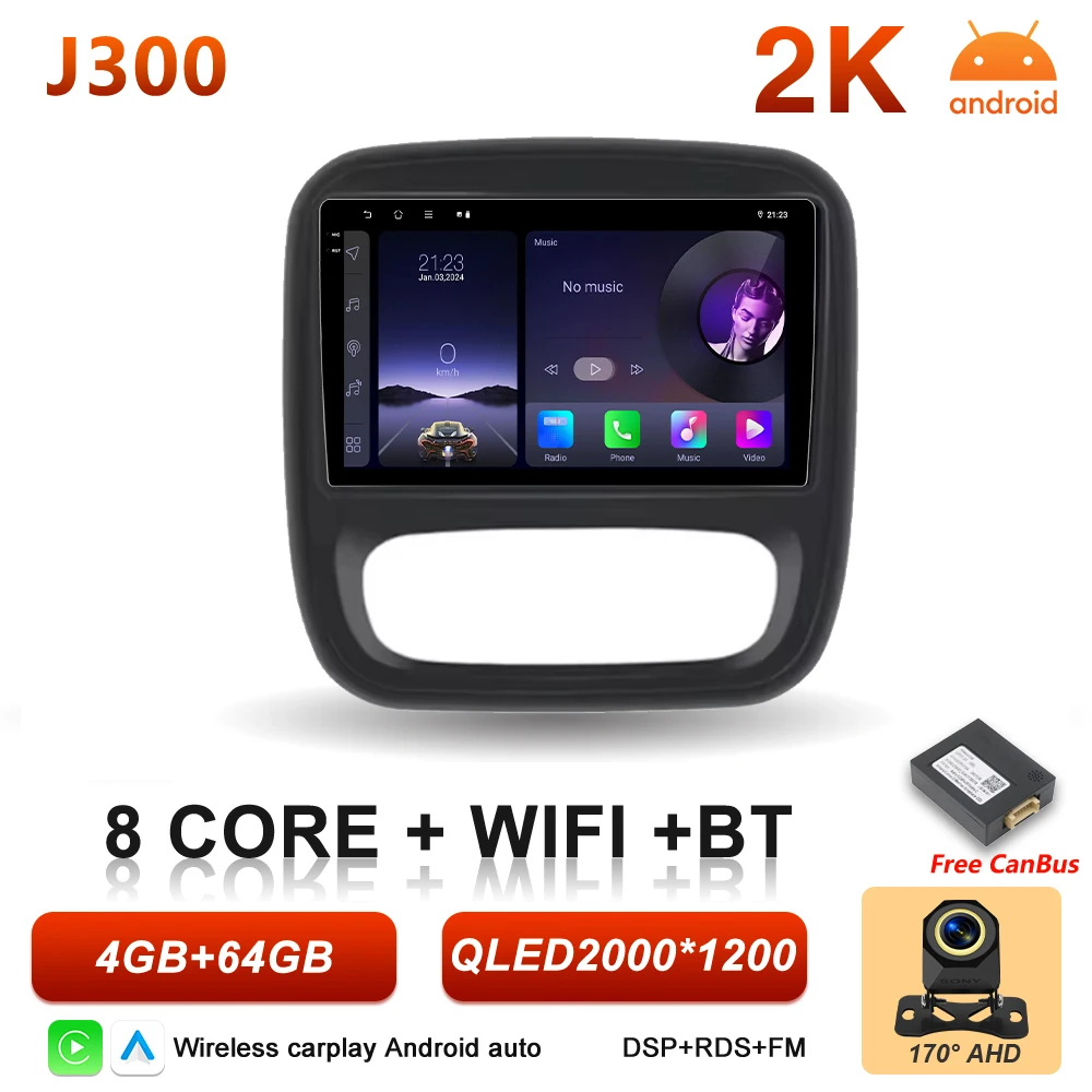 Auto radio Android 16 Carplay voor Renault Trafic 3 Opel Vivaro B 2014 2015 2016 2017 2018 - 2021 Multimedia speler stereo GPS BT