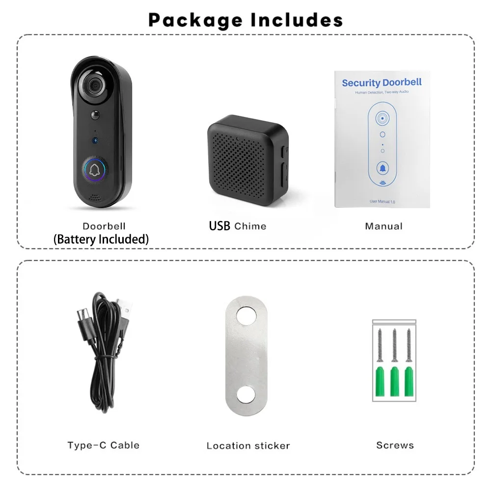 Video Call Doorbell Automatic Message Reporting Access Control WIFI Remote Video Doorbell With Battery Video Door Bell