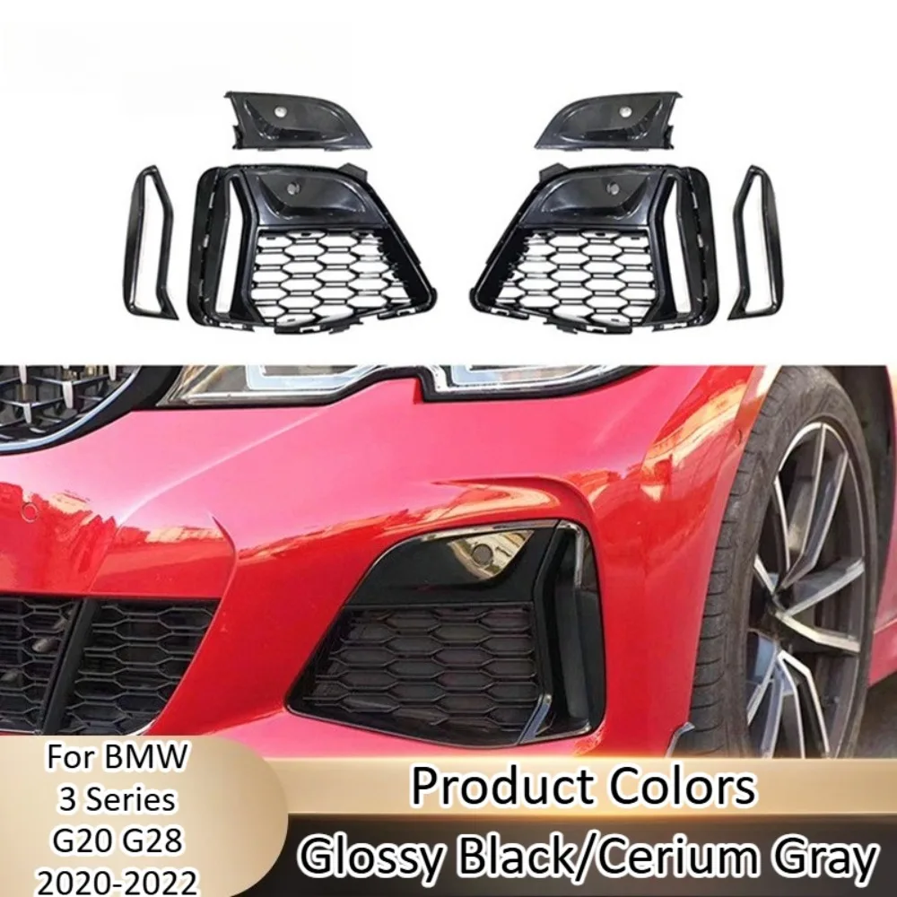 

For BMW 3 Series G20 G28 2020-2022 Pre Facelift M340i Styling Cerium Gray Fog Light Frame Fangs Front Bumper Grille Upgrade Kits