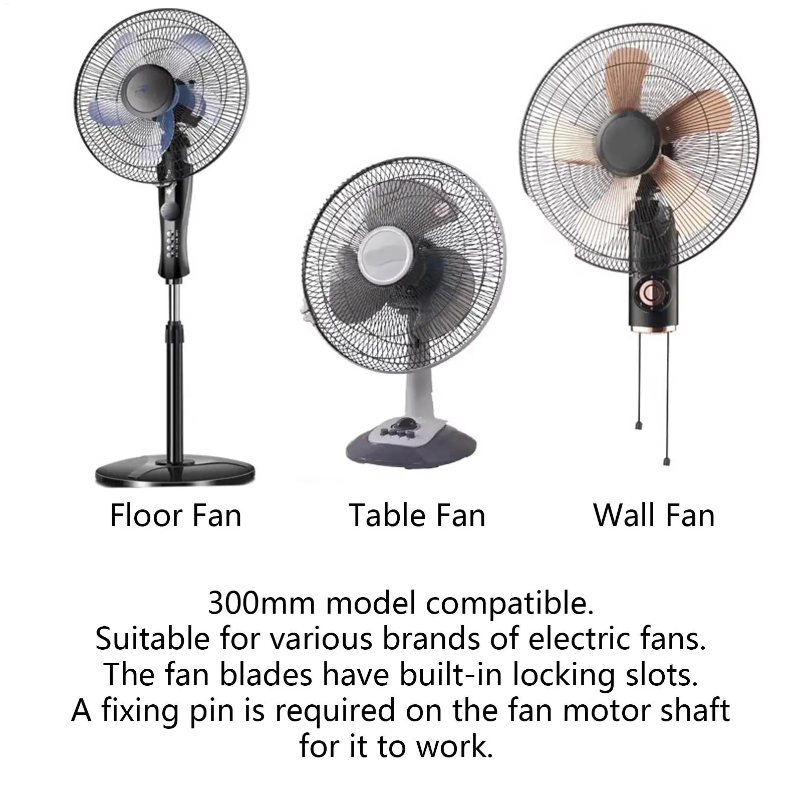 3 Leaves 12 Inch Replacement floor Fan Blades Universal Propeller for Table Stand Wall Fan Durable Electric Motor Parts