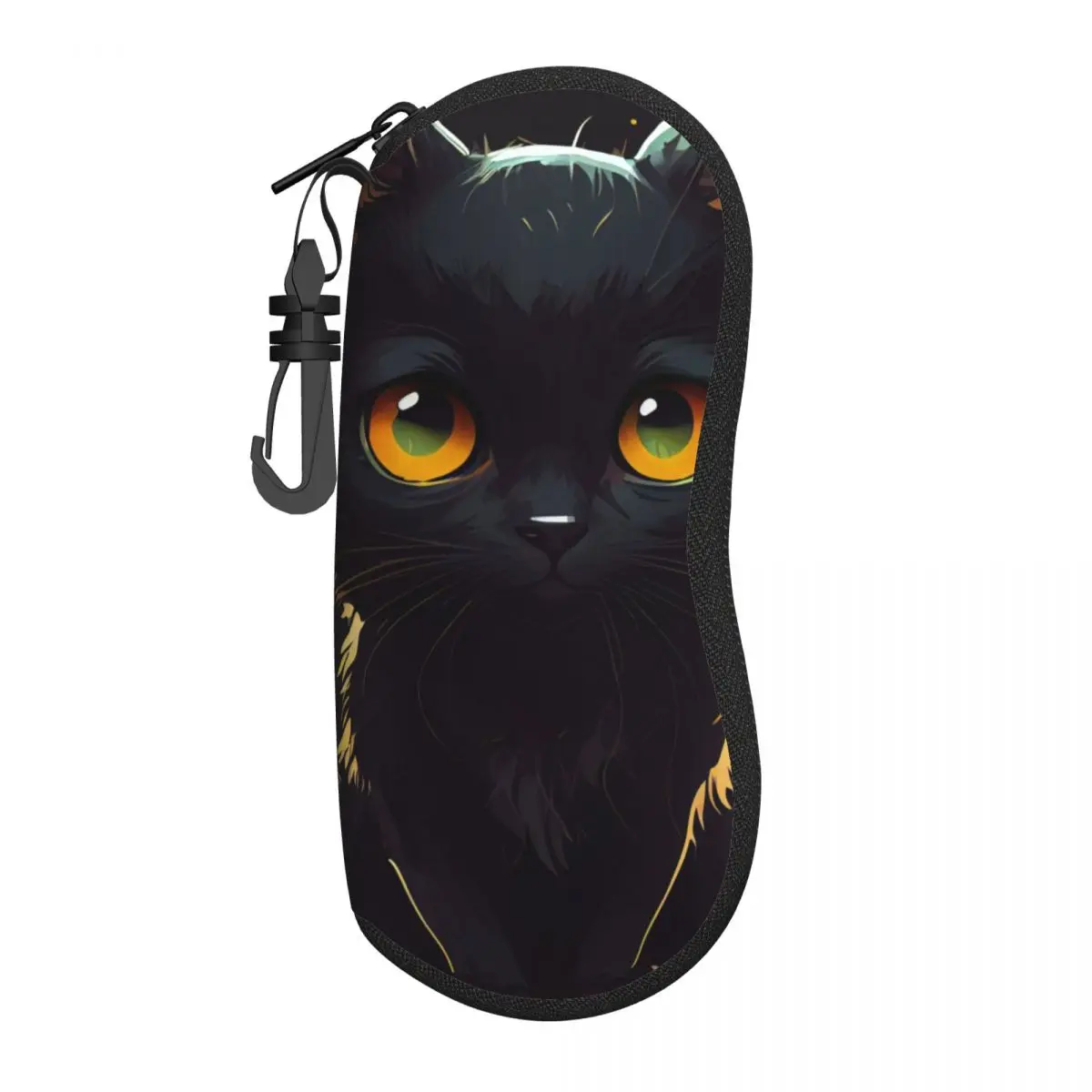 Cute Kitten Glasses Case Cover Black Cat Original Sunglasses Pouch Vintage Daily Eyeglass Cases Cover Men Women Eyewear Bag