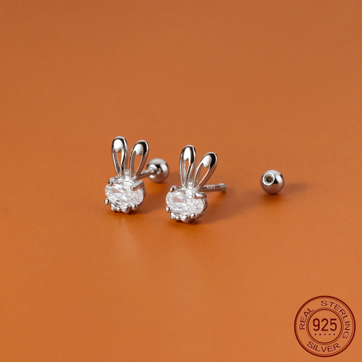 

La Monada Small Rabbit Stud Earrings 925 Sterling Silver Zircon Screw 925 Silver Earrings For Women Silver Girls Student Cute