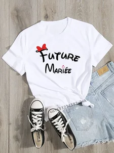 Future Mariee Love Pesta Pernikahan Lajang Wanita Kaus Evjf Wanita Kasual Kaus Lengan Pendek Putih Kerah O Dasar Kaus Anak Perempuan 10 evjf penjualan terbaik - №