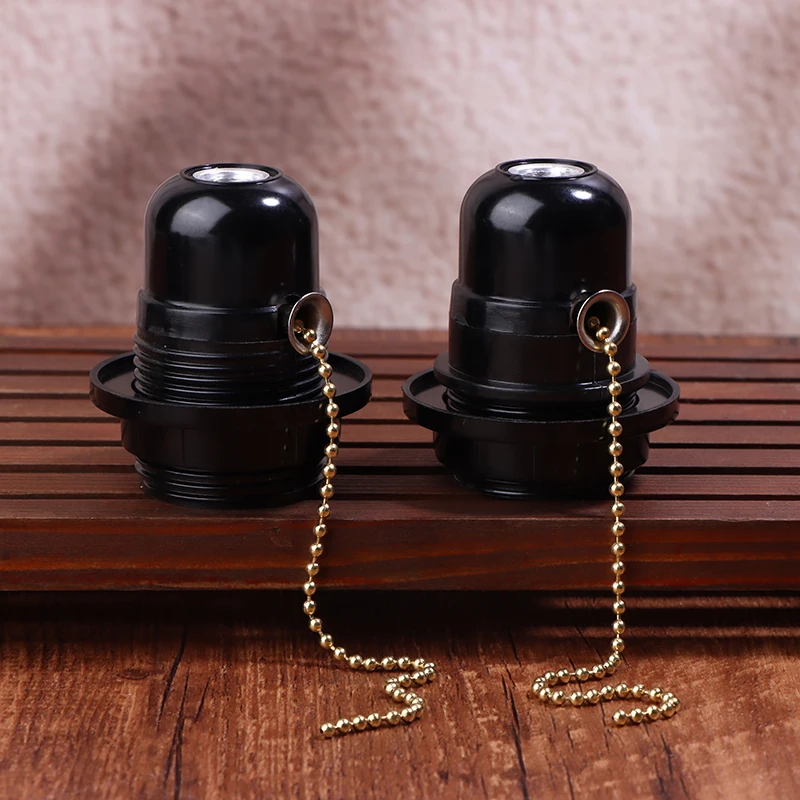 1pcs E27 Bakelite Self-locking Light Body With Zipper Switch Lamp Base E27 Full Tooth Lamp Holder With Push Button