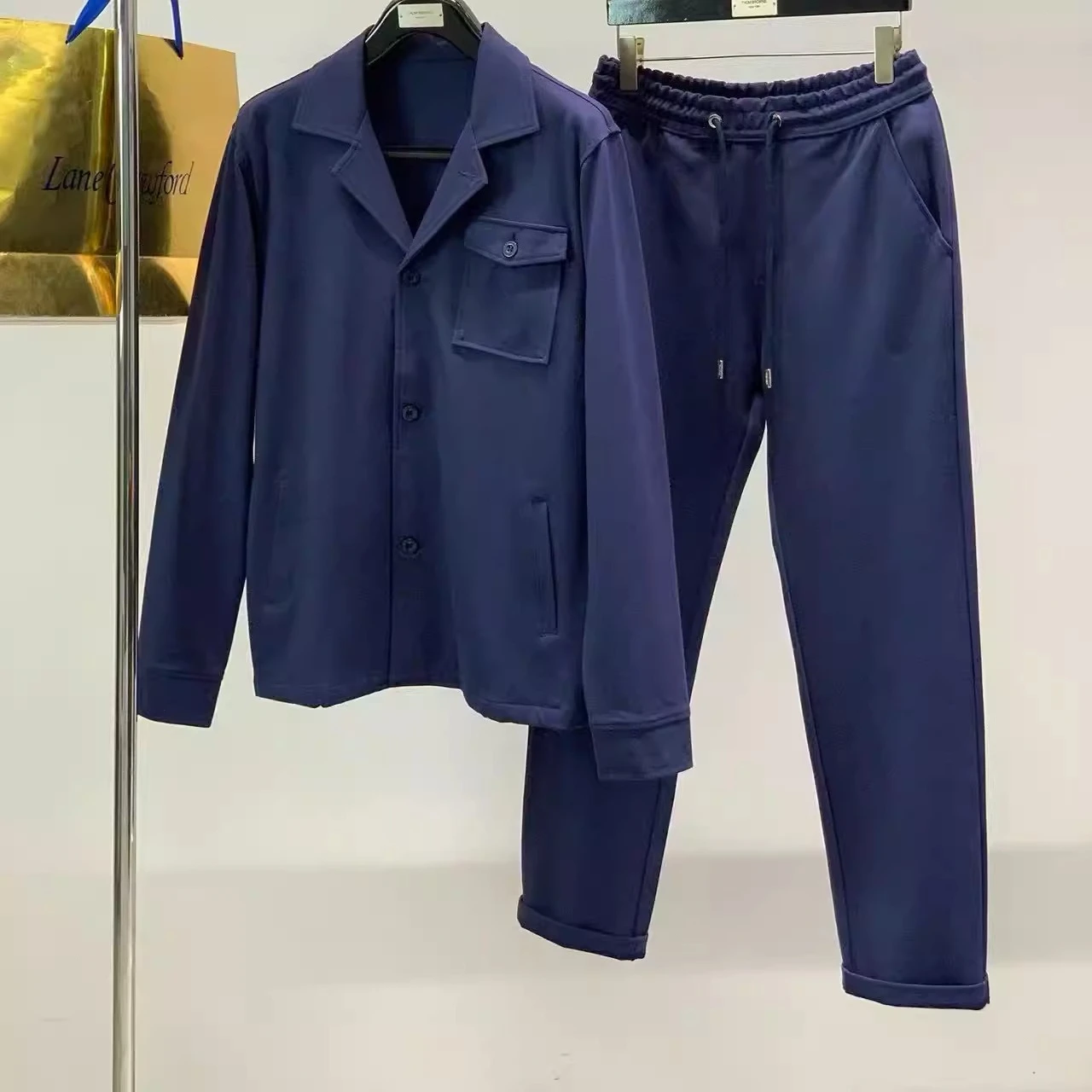 

Итальянская LP вышитая мужская рубашка с лацканами в стиле old Money, повседневный комплект брюк