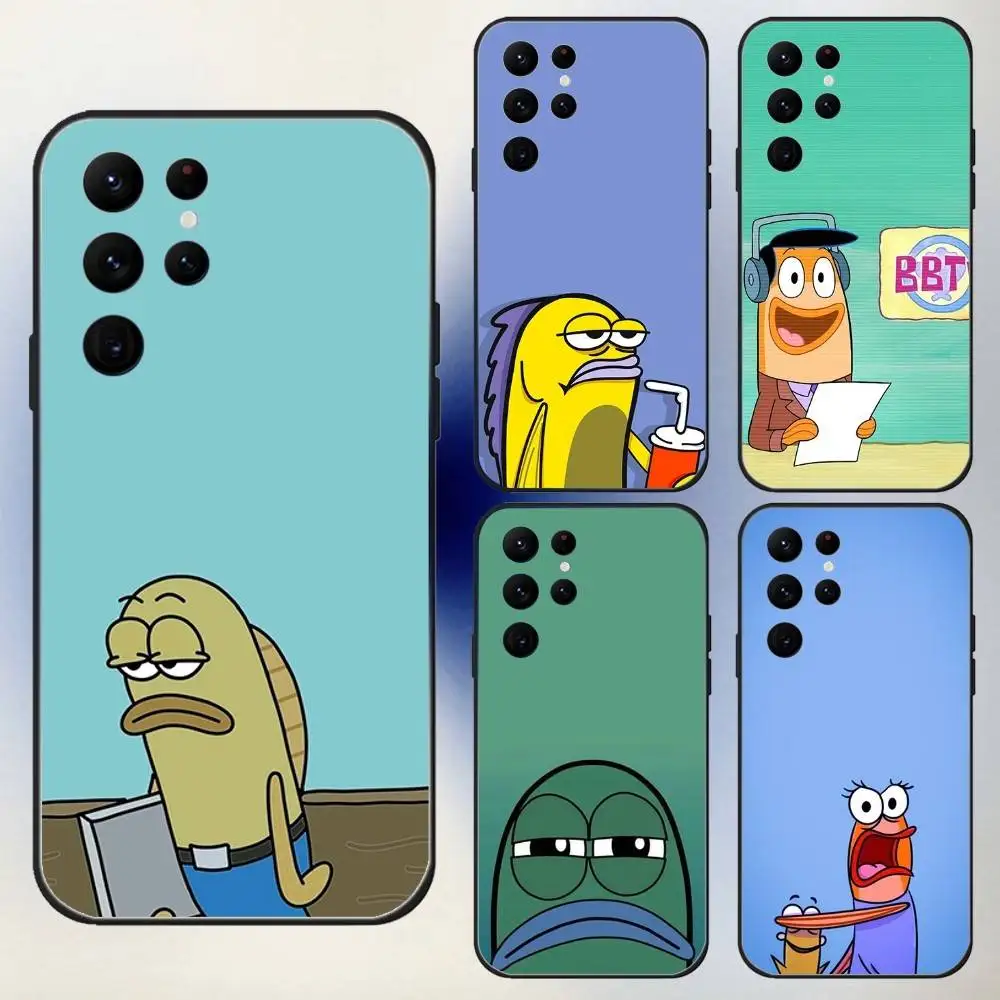 

Funny Fish Cartoon Meme Phone Case For Samsung S25,24,23,30,21,10,9,Ultra,Plus,Lite,FE,5G Black Soft Case