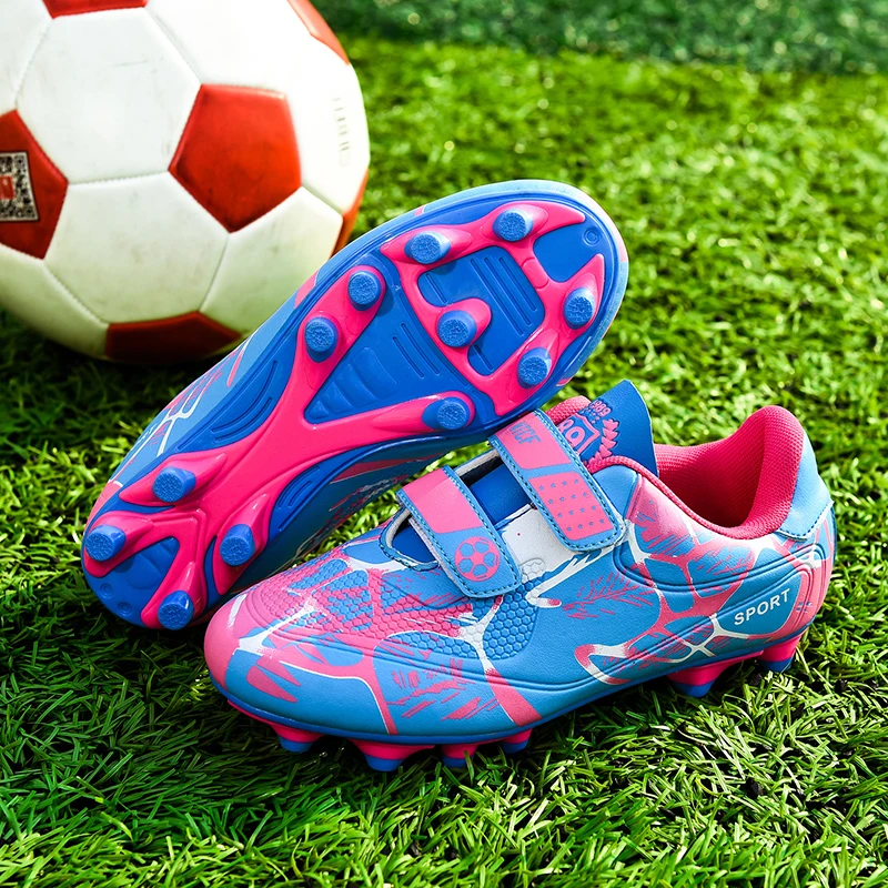 Football Boots Original for Girls Soccer Shoes Kids Children Footwear Youth Cleats Futsal Campus Training AG Long Spikes Velcro