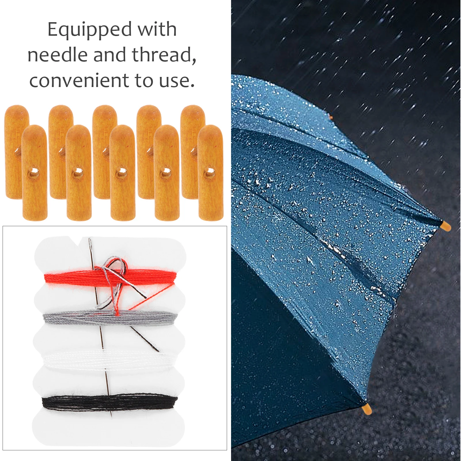 

10pcs Umbrella Bead Accessories 3 2m Wood Tail Beads Replacement Folding Bone Covers Rain Parts Charm Decorations Umbrella