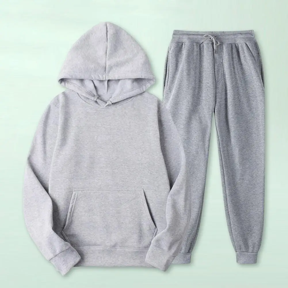 الرجال الخريف والشتاء جديد بلون هوديي + السراويل قطعتين مجموعة عصرية عارضة الرياضة مجموعة