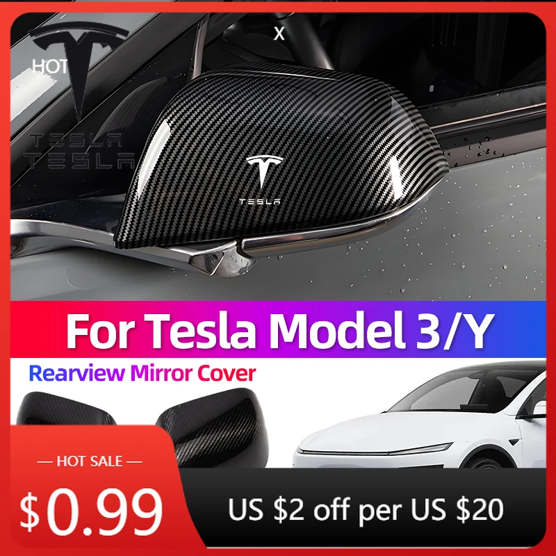 

Наклейка на автомобиль для Tesla Model 3 Model Y 2020-2025: Защитная декоративная накладка из карбонового волокна на зеркало заднего вида