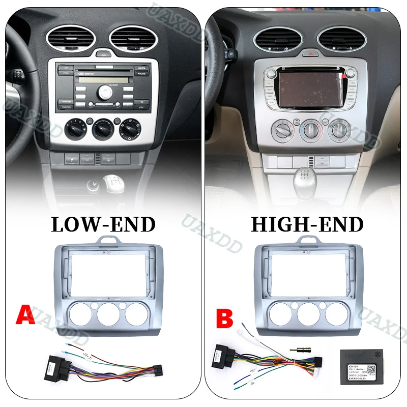 2 Din Car For 2005-2014 Ford FOCUS 9INCH Manual AUTO AC radio Android frame Kit panel video center console fascia dashboard MP5