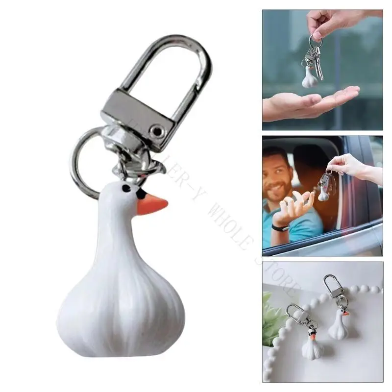 R7UF Eye Catching Garlic Duck Keychain Fashionable Accessories Portable Holder