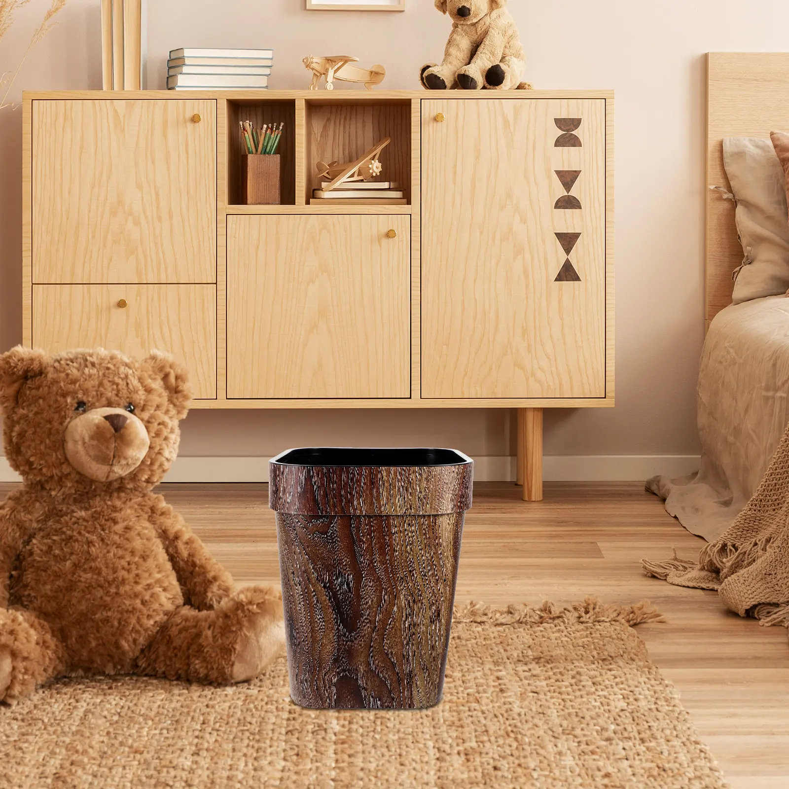 

Квадратная мусорная корзина из полипропилена, прочная, с высокой грузоподъемностью, легко моется, стильный контейнер для домашнего мусора