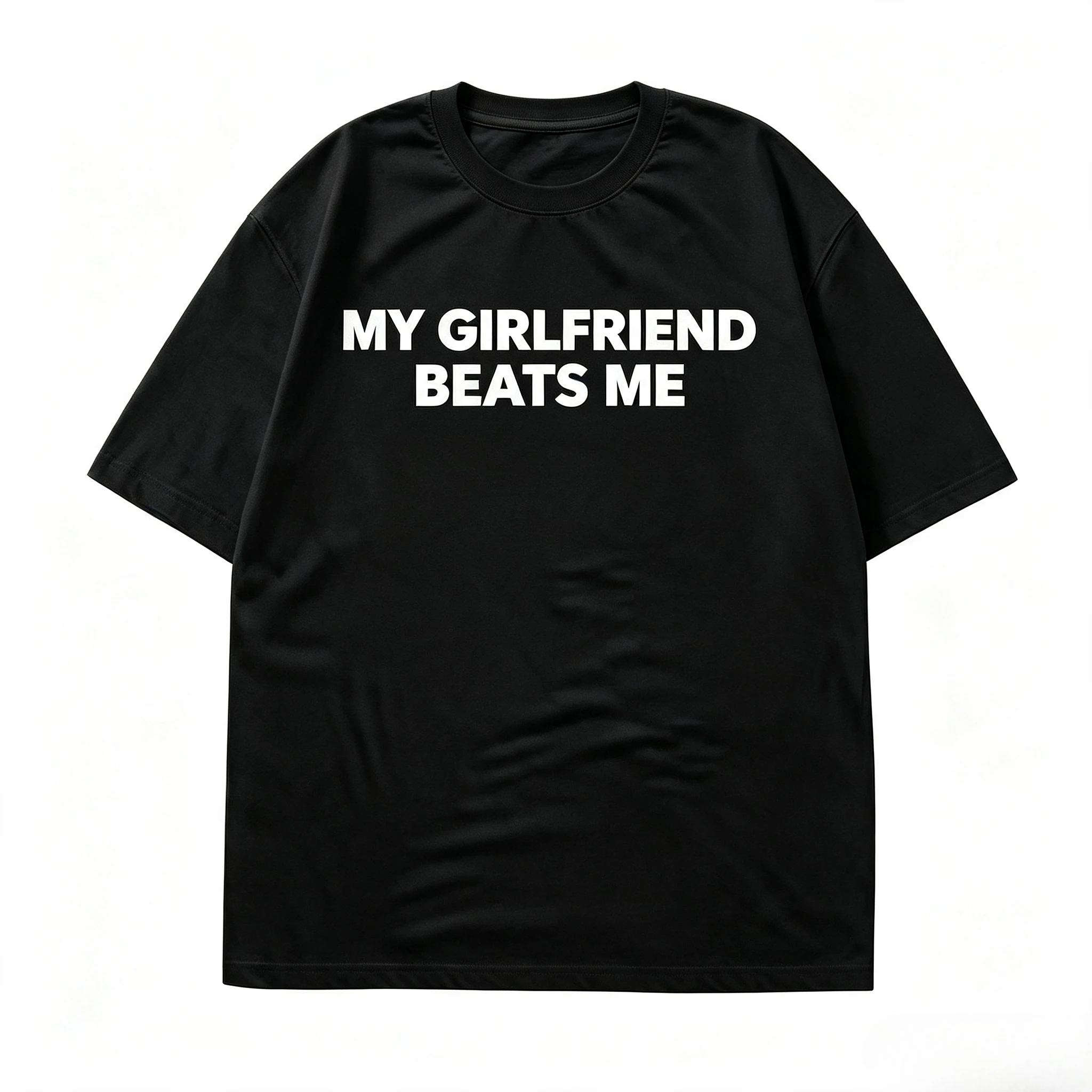 My Girlfriend Beats Me T-Shirt Cotton Short Sleeve Funny Relationship T Shirt Humor Love Tee Mens Clothing Loose Tees