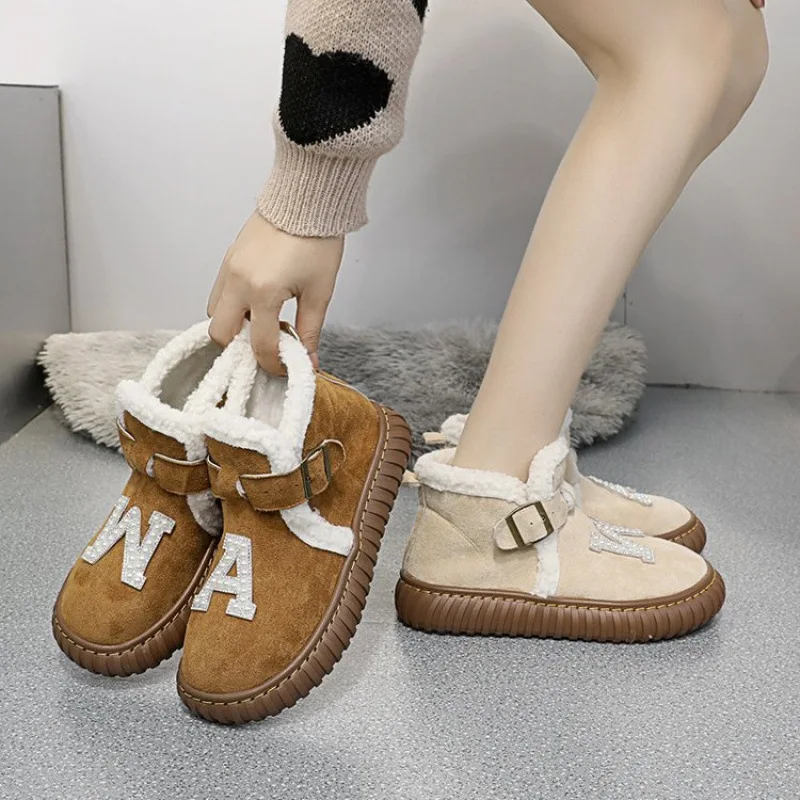 

Fashion boots Cow suede northern snow boots women's 2024 new winter all-match thick soles plus fleece thick warm boots 3 cm