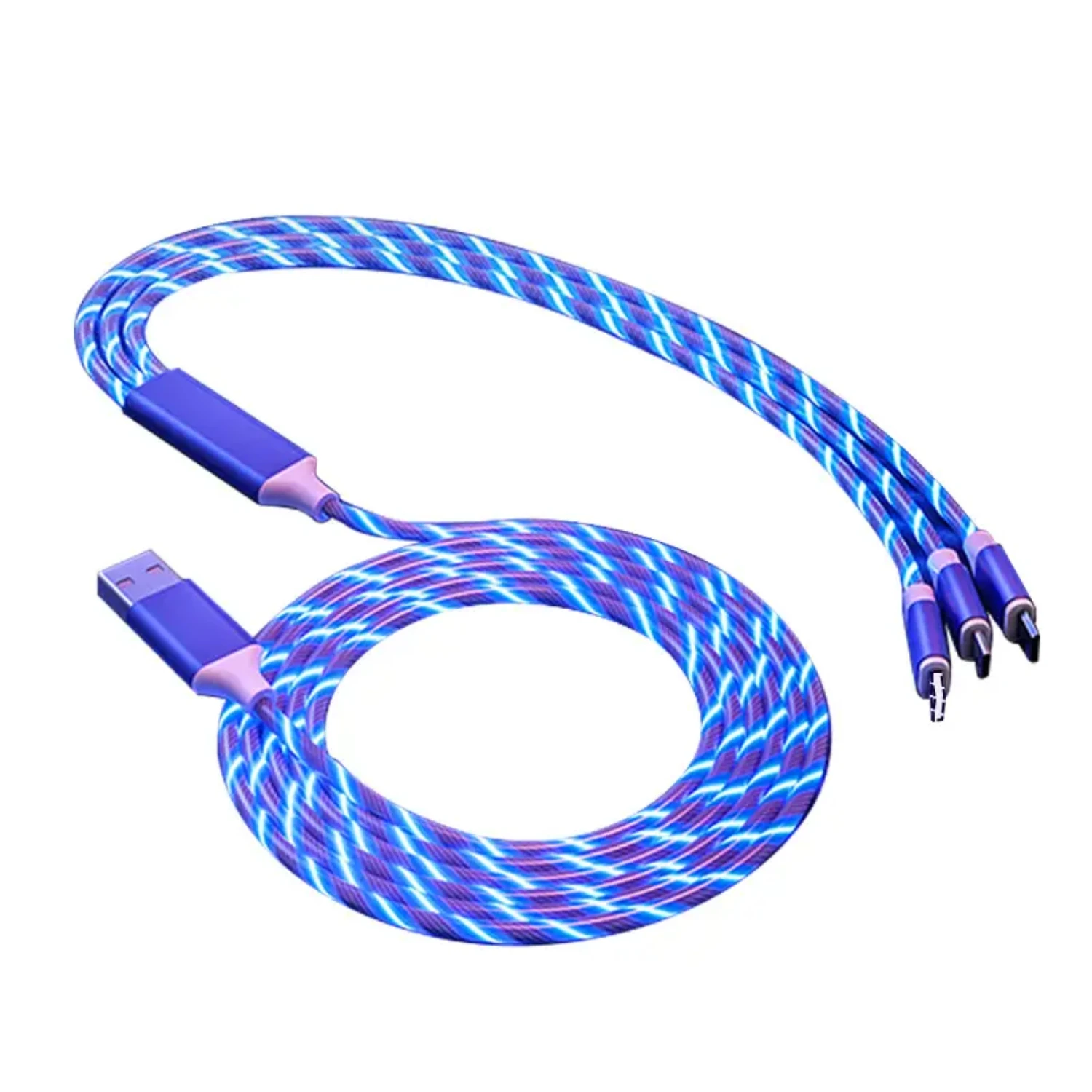 LED zacht licht 3-in-1 mobiele telefoon snellaadkabel, datakabel