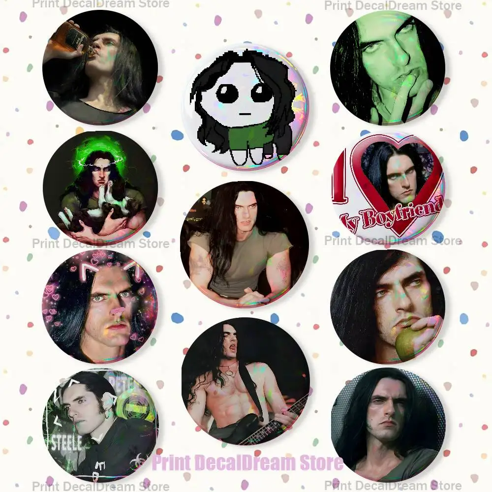 

P-Peter Steele 22mm,32mm,42mm,58mm,75mm Round Badge Brooch for Various Clothing Backpacks Jewelry Accessories Gift