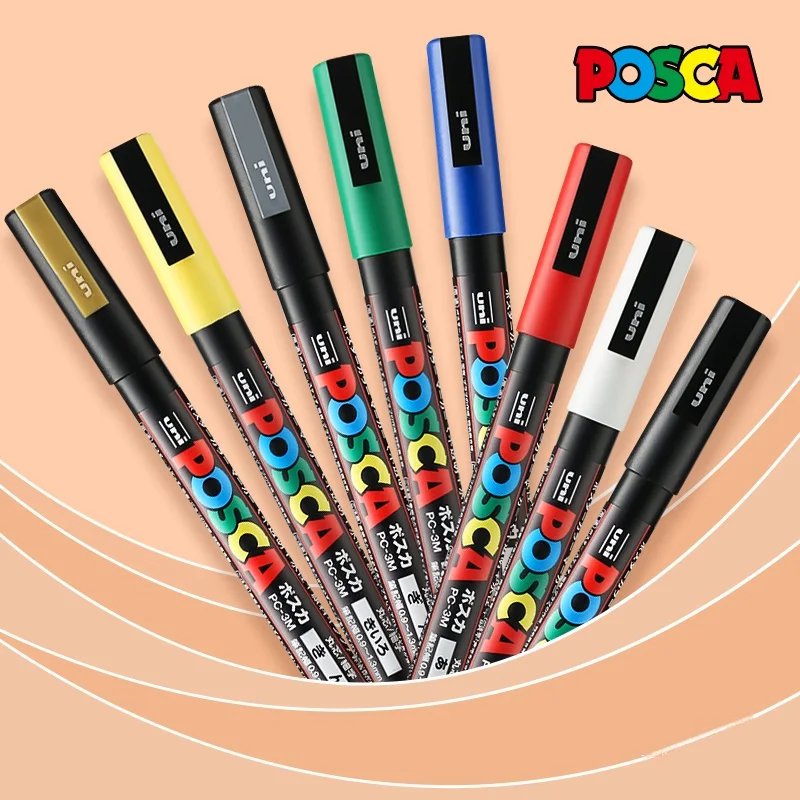 NEW uni PC-5M Posca Acrylic Marker Pen Set, 7/8/15/16 Colors DIY Graffiti Drawing Rotulador Permanente POP Poster Advertisement