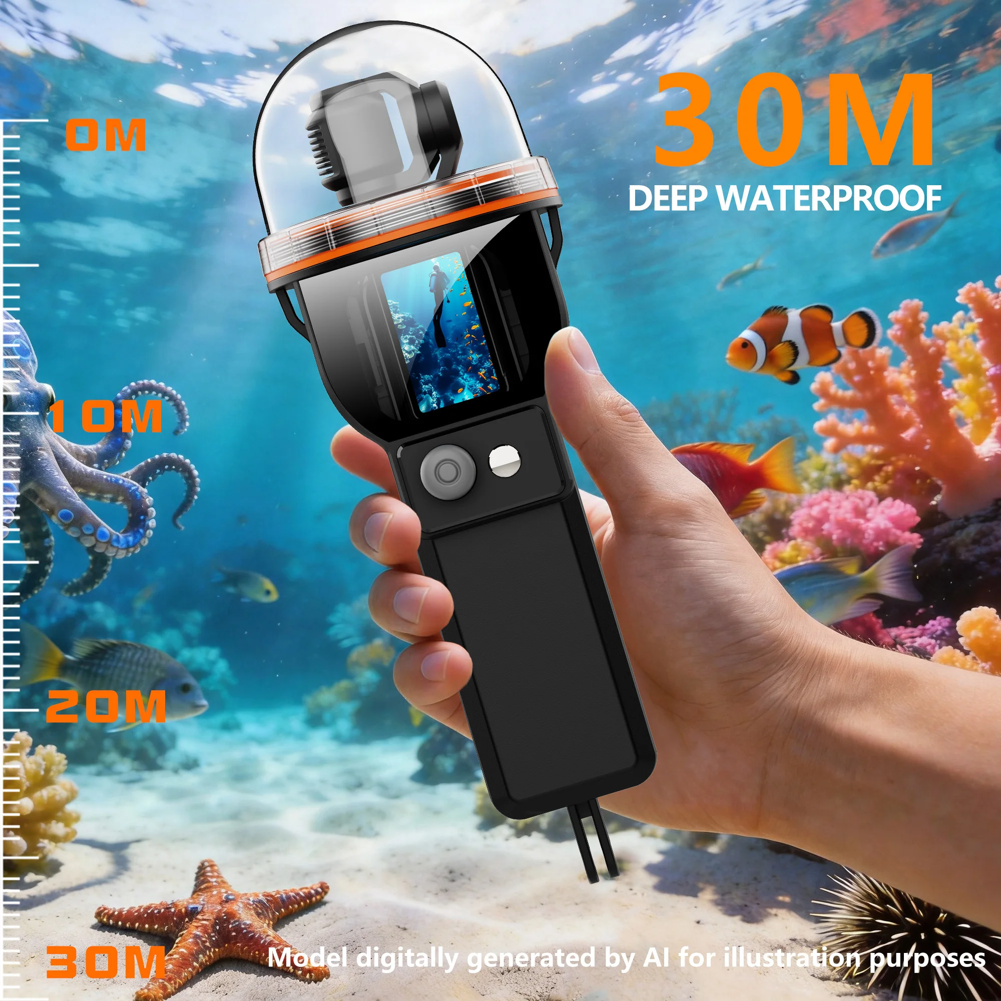 For DJI Pocket 3 Diving Case 30M Depth Waterproof 360° Full Protection Joystick Design Underwater Camera Adjustment
