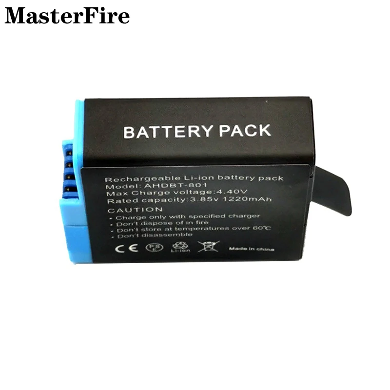 10 шт. 3,85 В, 1220 мАч, аккумулятор AHDBT-801 для GoPro Go Pro Hero 8, Hero 7, Hero 6, Hero 5, черные аккумуляторы, аксессуары для экшн-камеры