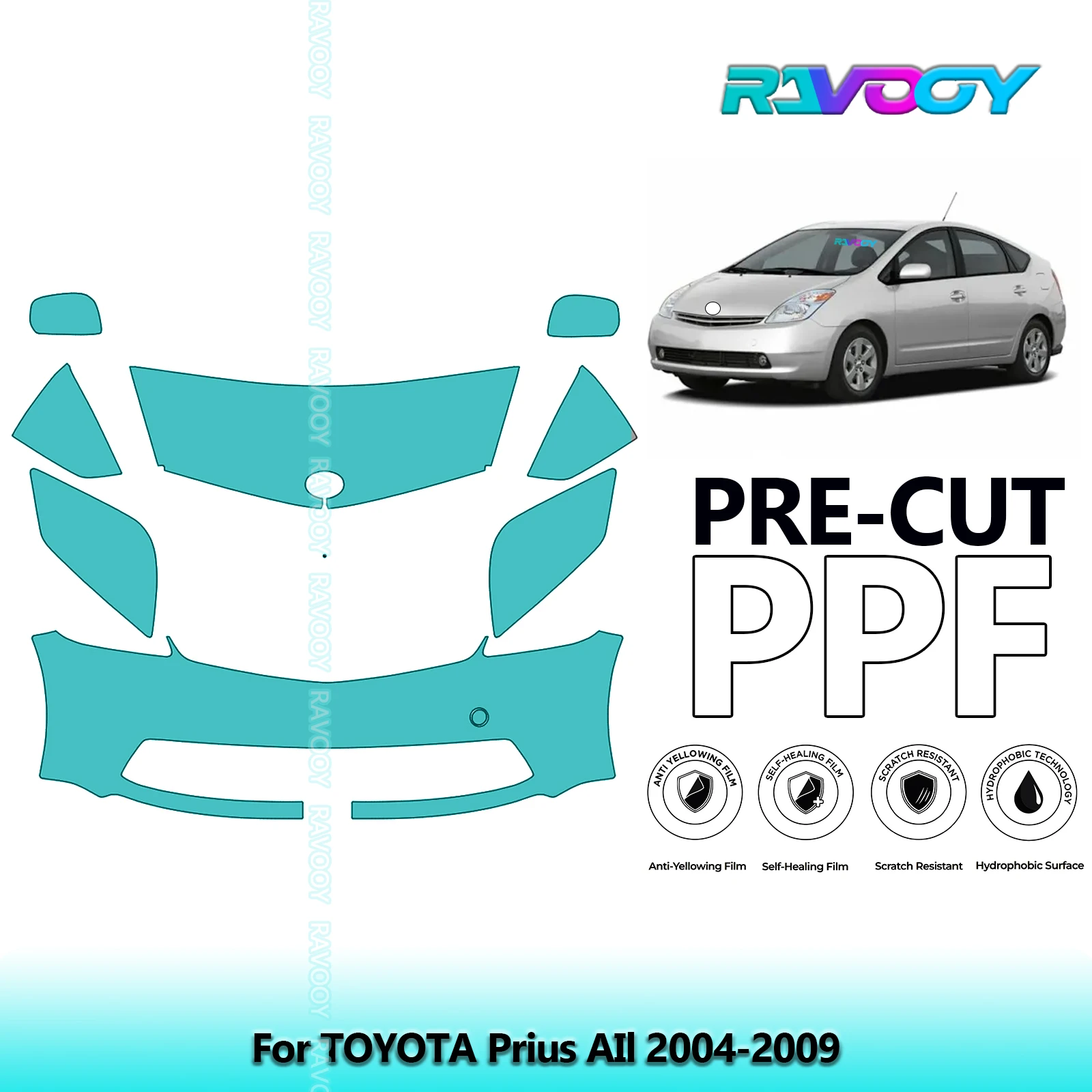

8.5Mil Precut Paint Protection Film PPF Clear Bra Front Kit For TOYOTA Prius AIl 2004-2009