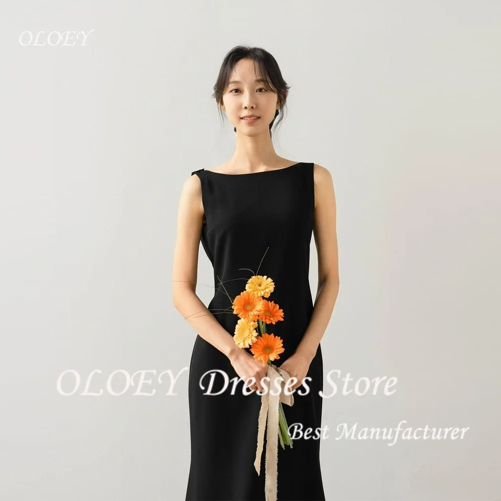 

OLOEY 2025 Black Simple Evening Gown Dress Pleat Sleeveless Backless Wedding Party Dress Floor-Length Customized