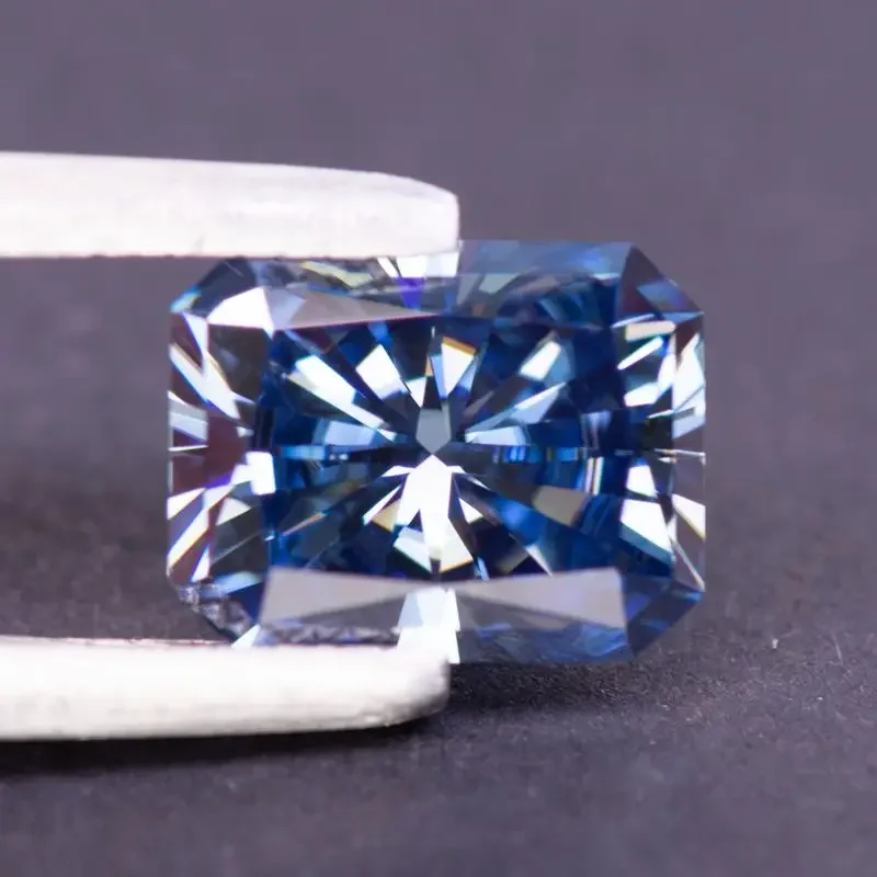 Moissanite Natural Colour Radiant Cut  Royal Blue VVS1 with GRA Certificate for Gemstone Charms Beads Jewelry Making Materials